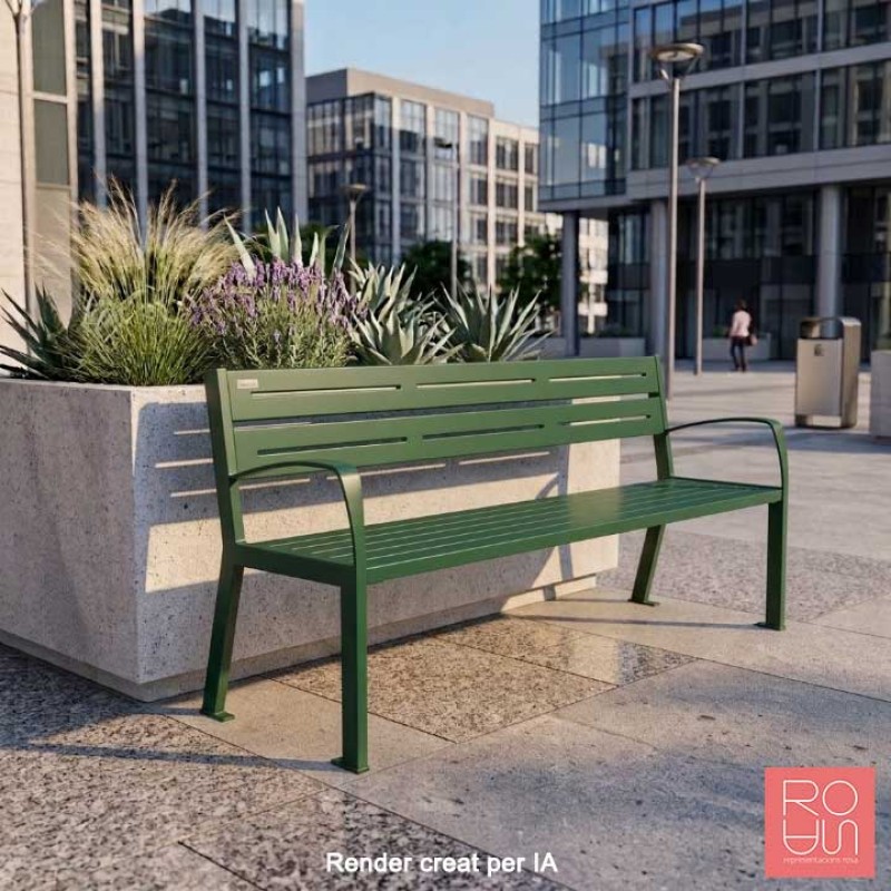 Banc urbà Silaos amb recolza braç en tot acer de 1800 mm